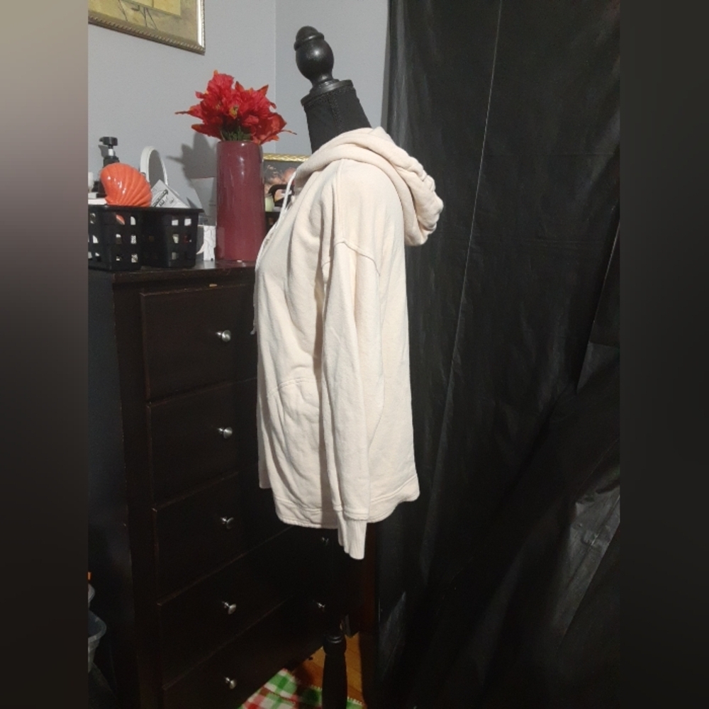 Aerie Women's Hoodie PullOver Mid Button Long Sleeve Coral Peach  Size XS/TP - Picture 4 of 7